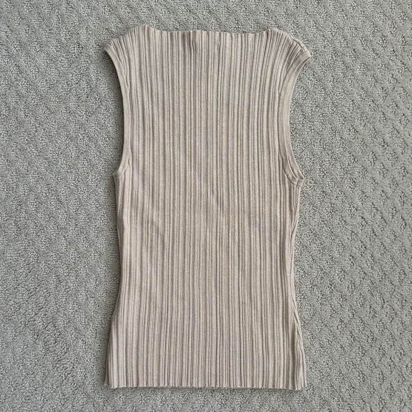 Quince Cotton Cashmere Ribbed Tank Heather Oatmeal M Wardrobe Staple Stretch NWT - Picture 11 of 15
